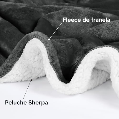 Utopia Bedding Manta Sherpa Manta Reversible, Gruesa y cálida de Felpa para Cama, sofá, Camping y Viajes [228 x 228 cm, Gris] - imagen 3