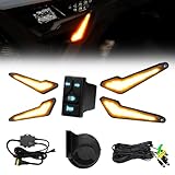 KEMIMOTO Triangle UTV Turn Signal Kit with Horn, and Integrated Switch, Pre-Wired, Plug and Play UTV ATV Blinker, Universal Street Legal Turn Signals Compatible with Polaris, Can-Am, Teryx, CFMOTO