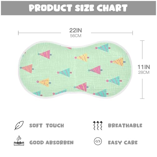 4 Pack Baby Burp Cloths, Soft Absorbent Burping Cloths for Babies, Cotton Milk Spit Up Rags, Large Size for Newborns, Baby Boys and Girls (Christmas Tree Pattern)4