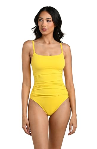 La Blanca Women's One Piece Swimsuit Island Goddess Shirred Side Women's Bathing Suit, Soleil, 12
