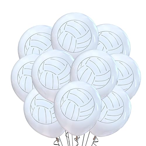 Latex 12 Count Volleyball Balloons, Birthday Party Decorations, Cute Team Event Balloons - White, 12 Inch Standard Size