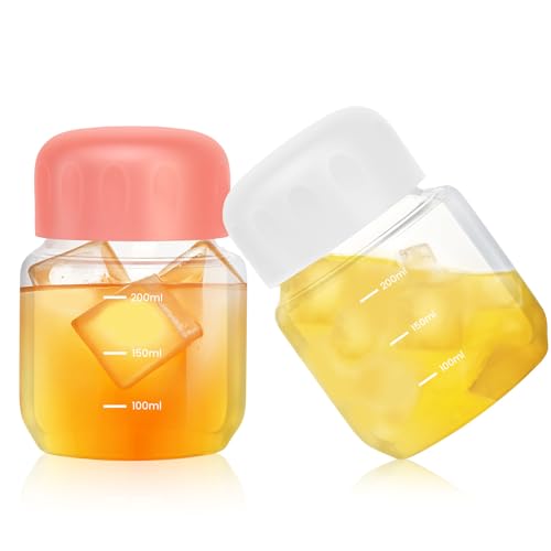 RONRONS 2 Pack Small Glass Water Bottles, Clear 10oz Leak-proof Cute Glass Juice Bottles