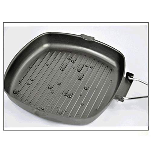 Non-Sticky Cast Iron Steak Frying Wooden Handle Folding Portable Square Grill Pan 24Cm #TOP5