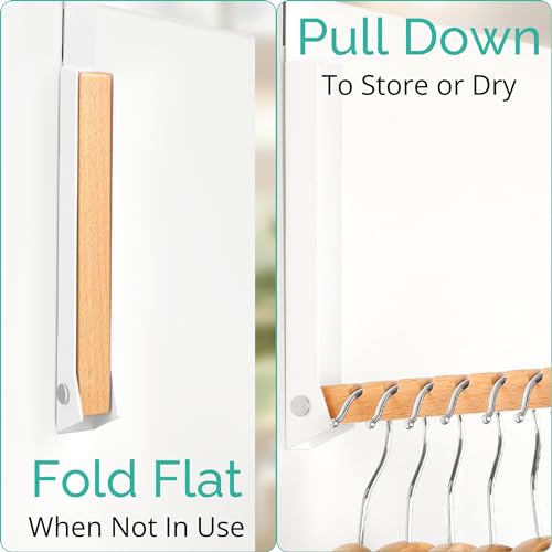 TERRA HOME Cabide de roupas sobre a porta – Rack de pendurar portátil retrátil para lavanderia para