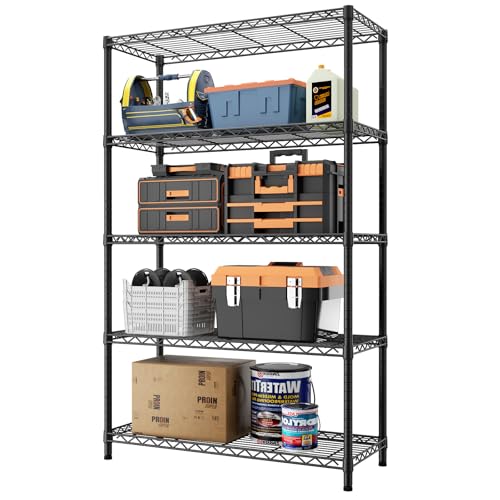 SINGAYE 5 Shelf Adjustable Heavy Duty Storage Shelving Unit 350 lbs per Shelf Steel Organizer Wire Rack Storage for Garage Office Pantry Ktichen Black 14\" Dx36 Wx72 H - Thumbnail 7
