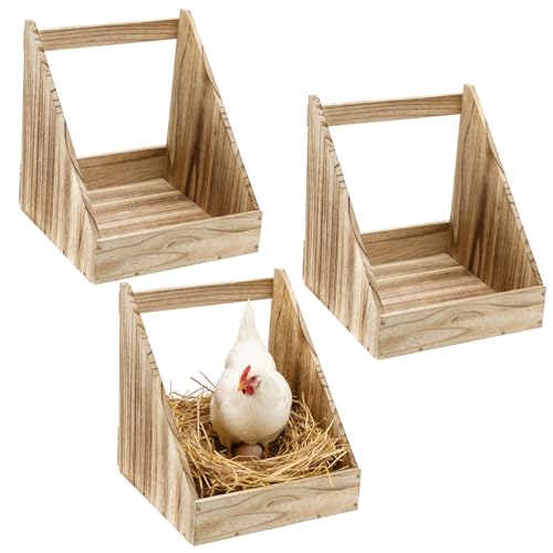 3 Pcs Nesting Boxes for Chickens - Safe & Easy Access Open Back Wooden Nesting Box, Easy to Assemble Chicken Coop Accessories for Hens Laying Eggs