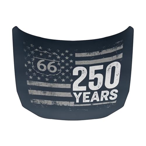 Image of Route 66 250 Years Car Hood Cover Car Hood Wraps Auto Banner Stretchable Auto Decorative Accessories for Compact Sedans SUV Trucks (59x39 Inch)