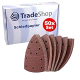 Trade-Shop Set di 50 dischi abrasivi triangolari, 150 x 105 mm, compatibili con levigatrice Metabo DSE 280 Intec, Black & Decker BDCDS12N