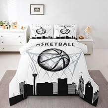 Erosebridal Basketball Comforter for Kids,King Basketball Bedding Set,Basketball City Quilt,Sports Ball Down Comforter with 2 Pillowcases Bedroom Decor,San Antonio