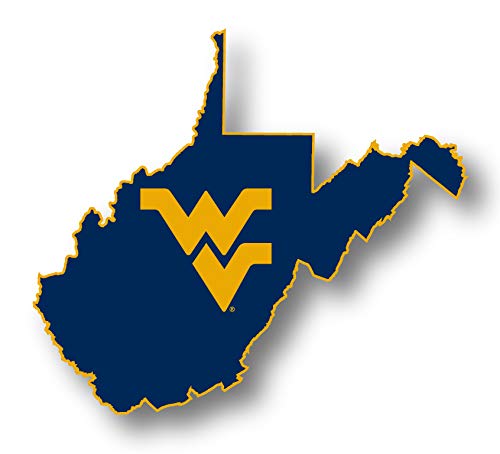 West Virginia Mountaineers 4 Inch State Shape Vinyl Decal Sticker Officially Licensed Collegiate Product