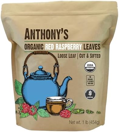 Anthony's Organic Red Raspberry Leaves, 1 lb, Cut & Sifted, Gluten Free, Non GMO, Non Irradiated, Keto Friendly