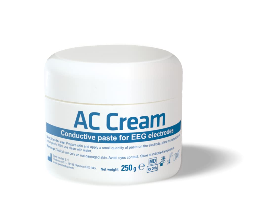 AC CREAM Pate conductrice pour électrodes/EEG, Polysomnographie, Biofeedback, Neurofeedback – Formule Hypoallergénique & Respectueuse de la Peau - 3 POTS DE 250g