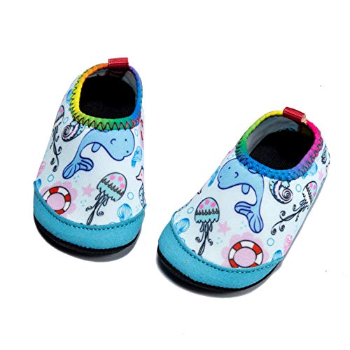 Panda Software Baby Boys Girls Water Shoes Infant Barefoot Quick -Dry Anti- Slip Aqua Sock for Beach Swim Pool White-dolphin/18-24 Months M US Infant