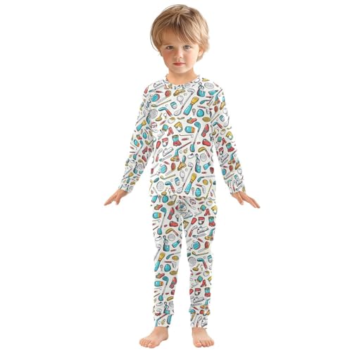 ALAZA Golf Ball Color Pajamas Long Sleeve Sleepwear 2-Piece Pajama Set3