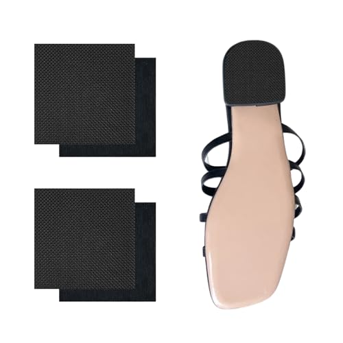 Square Rubber Sole Sheet, Shoe Sole Repair Material for Shoe Heel, 5/32 Inch Thick, Black, 4 Patches