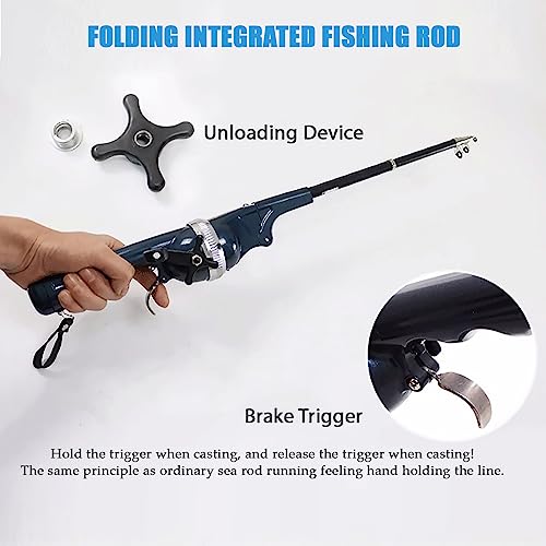 Faltbare Angelrute mit geschlossener Rolle und Anti-Rutsch-Griff Tragbare Reiseangelrute mit geschlossener Spule Angelzubehör für Reisen