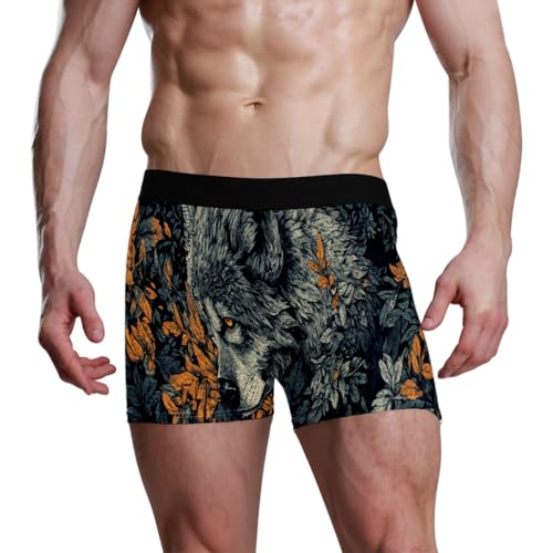 GISPOG Wolf Flower Boxer extensible taille basse pour homme, 1 couleur, L – vue 2