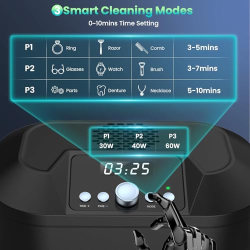 SUNLU Limpador ultra-som, 2700 ml de limpeza ultrassónico com 3 modos de limpeza, 46000 Hz profissio