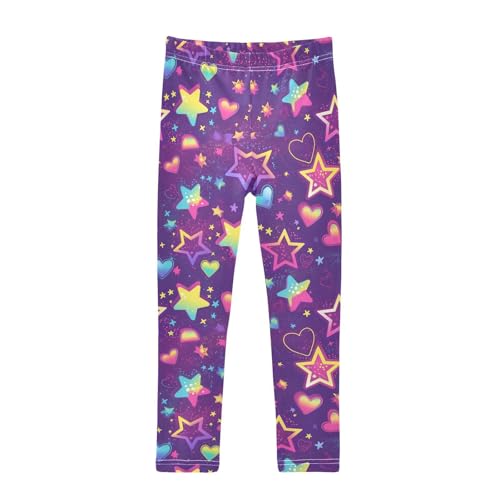 Wusikd Neon Color Girls' Leggings Toddler Doodles Stars Hearts Kids Yoga Pants Dance Active Tights 4T