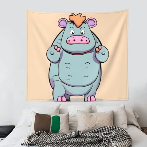 Tapiz de hipopótamos de dibujos animados para decoración de habitación y tapiz de pared 4