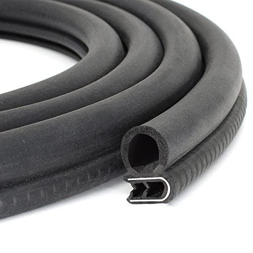 Tintvent Car Door Seal Strip with Side Bulb 10Ft, EPDM Rubber Automotive Weather Stripping Edge Guard Universal Fit for Camper Van, Trucks, SUV, RV, Black