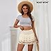 Women's Lace Mini Skirt with Shorts Sexy Mesh Short Skirts Layered Ruffle Skirts A Line Hight Waisted Skirt Skort Beige