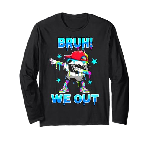 Bruh We Out Boys Soccer Dabbing Last Day of School Teacher Long Sleeve T-Shirt