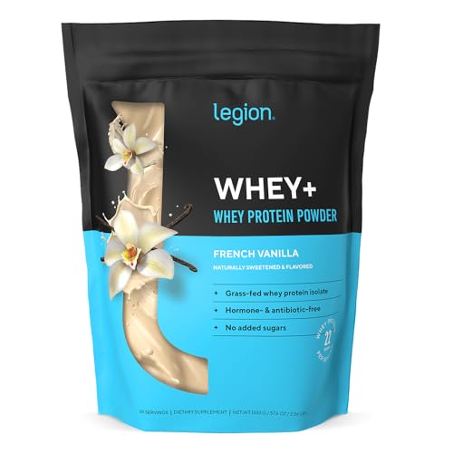 LEGION Whey+ Protein whey Isolate from Grass Fed Cows - Whey Protein Isolate Powder Low Calorie, Non-GMO, Sugar Free, Lactose and Gluten Free, All Natural Protein Powder for Men & Women (60 Servings)