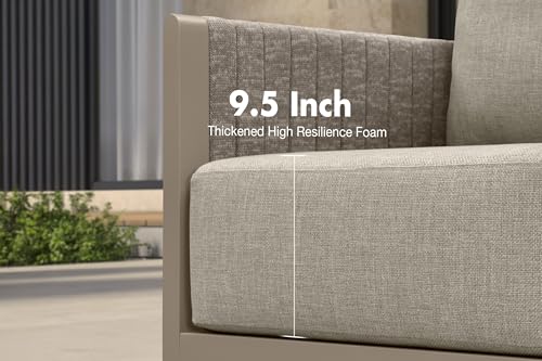 Image of PURPLE LEAF Patio Sofa 9 PCS w /Coffee Table, Powder-Coated Frame, Beige