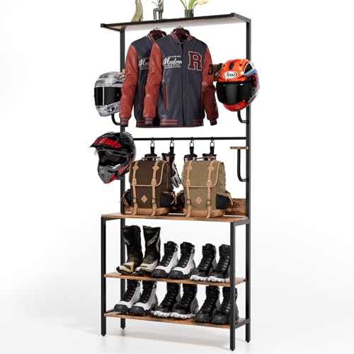 OMISRUIS Motorcycle Helmet Holder Floor Mounted Stand, Wall Mount with