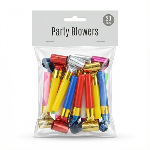 AKSEL – Party Blowers - 20 Pack – Colourful Blowouts for Kids – Party Noise Makers & Blowouts – Birthday Party Favors & Celebration Supplies