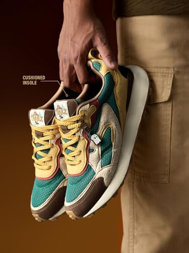 Image of The Souled Store Trailz: Men and Boys Low Top Sneakers Modern Retro Runner Breathable Mesh and Microfiber Suede Cushioned Insole Lugged Outsole Lace Up