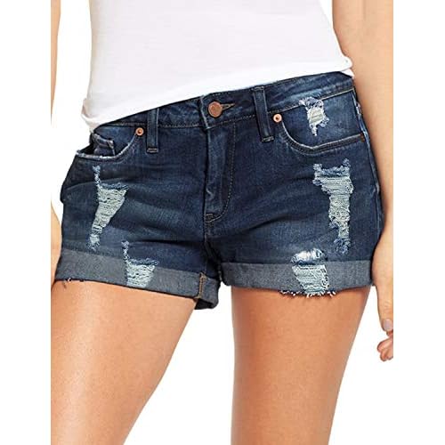 luvamia Women's Ripped Denim Shorts - High Waist Stretch