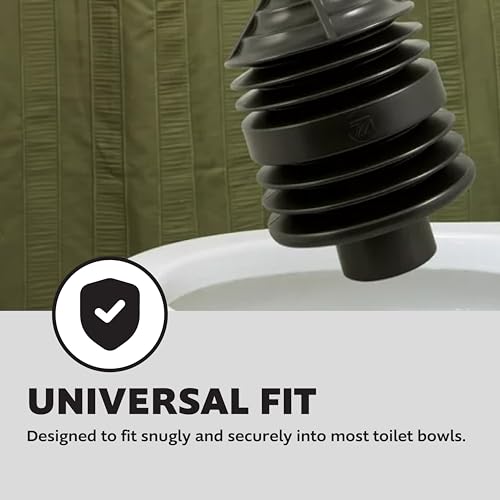 Image of Waxman PlumbCraft 5.5-in. Diameter Black Plastic Bellows Plunger 7505900, Heavy Duty Toilet Plunger for Households, Accordion Plunger to Unclog Toilet, Toilet Bowl Plunger with Ergonomic Handle