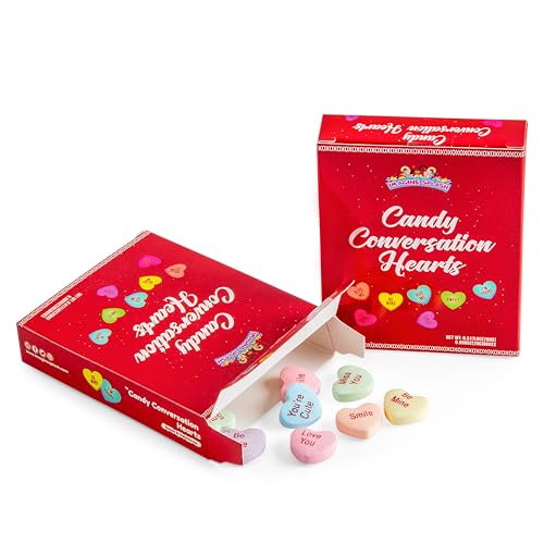 Conversation Hearts Candy – Pack of 10 Mini Boxes (Approx. 23 pcs each) – Pastel Heart Candies with Messages – Classroom Gifts, Party & Wedding Favors
