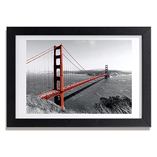 Peinture Photo Pont De San Francisco Tulup Cadre MDF 30x20 cm Finition Bois