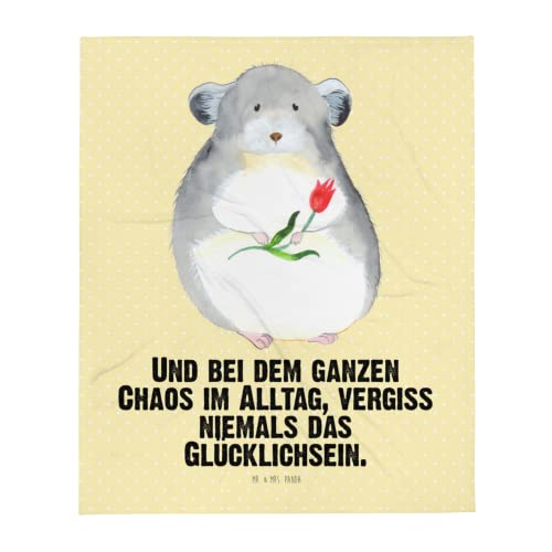 Mr. und Mrs. Panda Sofadecke Chinchilla Blume - Geschenk, Kuscheldecke, Decke, Plaid, Bettüberwurf, Tagesdecke, Büro, Chinchillas, Liebeskummer, Kummer, Lustige Sprüche, Chaos, Schlafdecke