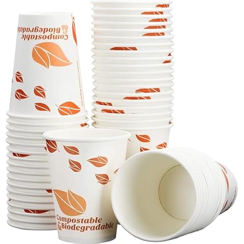 Compostable 12 Oz Paper Coffee Cups, 100 Pack By Avant Grub. Medium Sized, PLA Lined Disposable Hot and Cold Beverage Cup Set for Cafe, Shops, Kiosk, Concession Stand and Office Cover