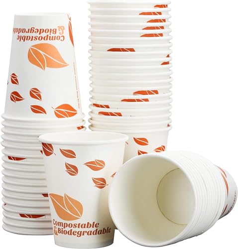 Compostable 12 Oz Paper Coffee Cups, 100 Pack By Avant Grub. Medium Sized, PLA Lined Disposable Hot and Cold Beverage Cup Set for Cafe, Shops, Kiosk, Concession Stand and Office