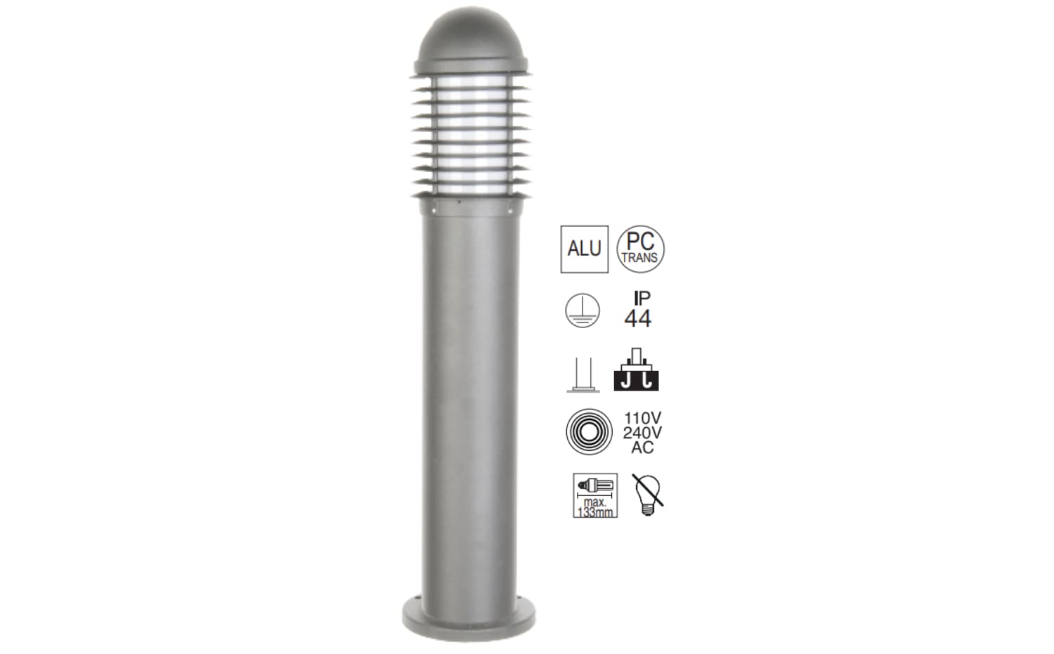 Baliza de exterior SIROCO (H.65cm), gris,uso exterior IP44, baliza de jardín para exteriores en aluminio ideal para caminos, senderos, zonas ajardinadas, E27 14W, antracita