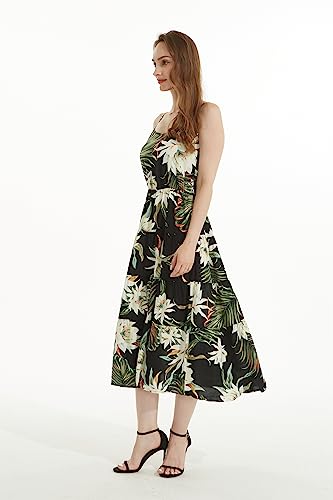 Image of Family Matching Hawaiian Clothes, Wispy Cereus Black | Lightweight 100% rayon • Family matching outfits • Tropical floral print • Beach vacations • Luaus • Cruises • Family photos