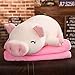Heguowei Giant Squishy Pig Stuffed Doll Lying Plush Piggy Toy White Pink Animals Plush Toys Soft Plushie Hand Warmer Blanket Kids Gift Occhi Chiusi Bianchi 75cm
