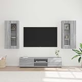 UYTENBMF TV-Schrank mit Tür Florin 3-teilig Grau Sonoma Holzwerkstoff, modernes Design mit klaren Linien und Matte Oberfläche, geräumige Fächer für Wohnzimmer oder Homeoffice, pflegeleicht