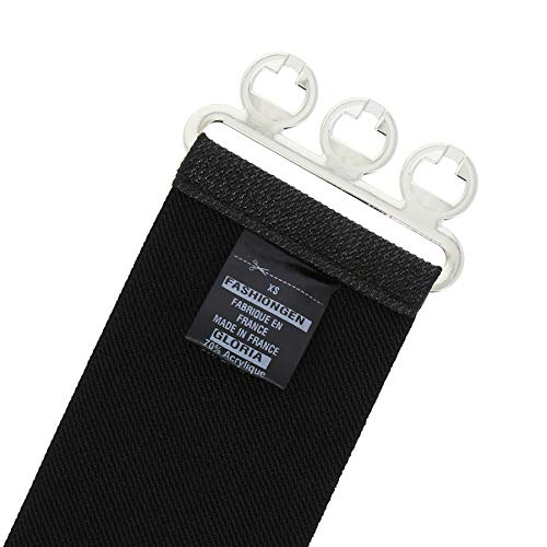 FASHIONGEN - Cinto feminino elástico de cintura larga feito na França, GLORIA, Black (Shiny), Medium