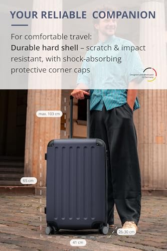 Image of HAUPTSTADTKOFFER Spree Luggage Suitcase Hardside Spinner Trolley Expandable 24 TSA Darkblue