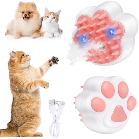 Cat Brush with Steam, Cat Steamy Brush, Cat Steam Brush, Steam Brush, Dog Steam Brush, Cat Steamy Brush, Cat Comb with Steam, 3-in-1 UV Steam Brush for Cats