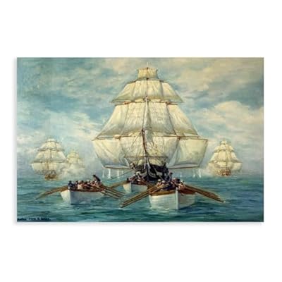 Póster artístico en lienzo de La persecución de la guerra de la Constitución del USS de 1812 y arte de pared, impresión moderna para dormitorio, sin marco, 60 x 90 cm | Ya disponible en tu tienda friki favorita! En mundofriki.es!