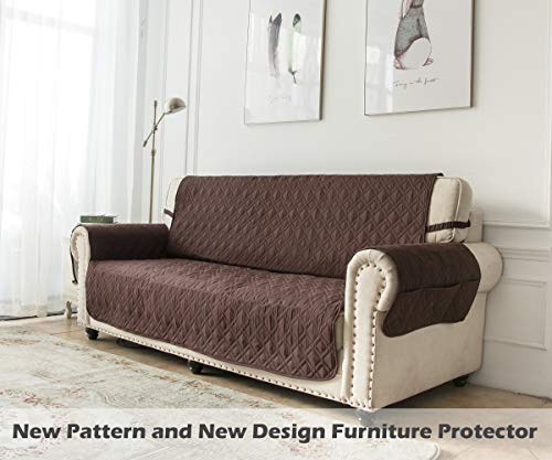 Ameritex Couch Sofa Slipcover 100% Waterproof Nonslip Quilted Furniture Protector Slipcover For Dogs, Children, Pets Sofa Slipcover Machine Washable (Chocolate, 78") #TOP6