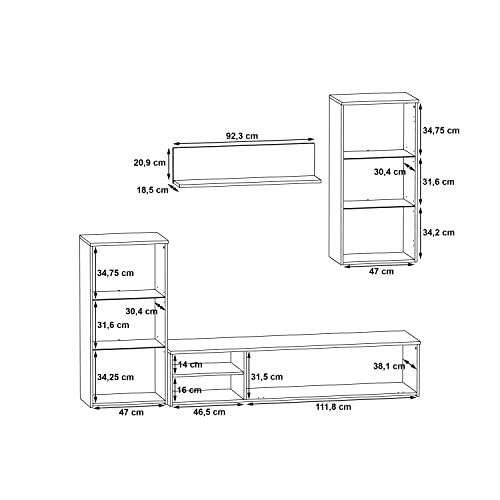 DEINE TANTE EMMA CRCM01-D76 Crunch Old Style Stave Oak Eiche Nb. Dekor Wohnwand Anbauwand Wohnzimmerschrank ca. 213 x 184 x 41 cm