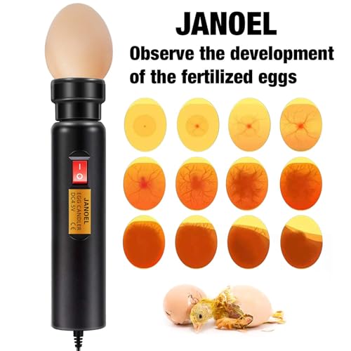 JANOEL LED Egg Candler Light Tester – Bright, Adjustable Cool Light for Chicken, Duck & Bird Eggs | Safe, Non-Heat Design | Powered by Power Cable Only